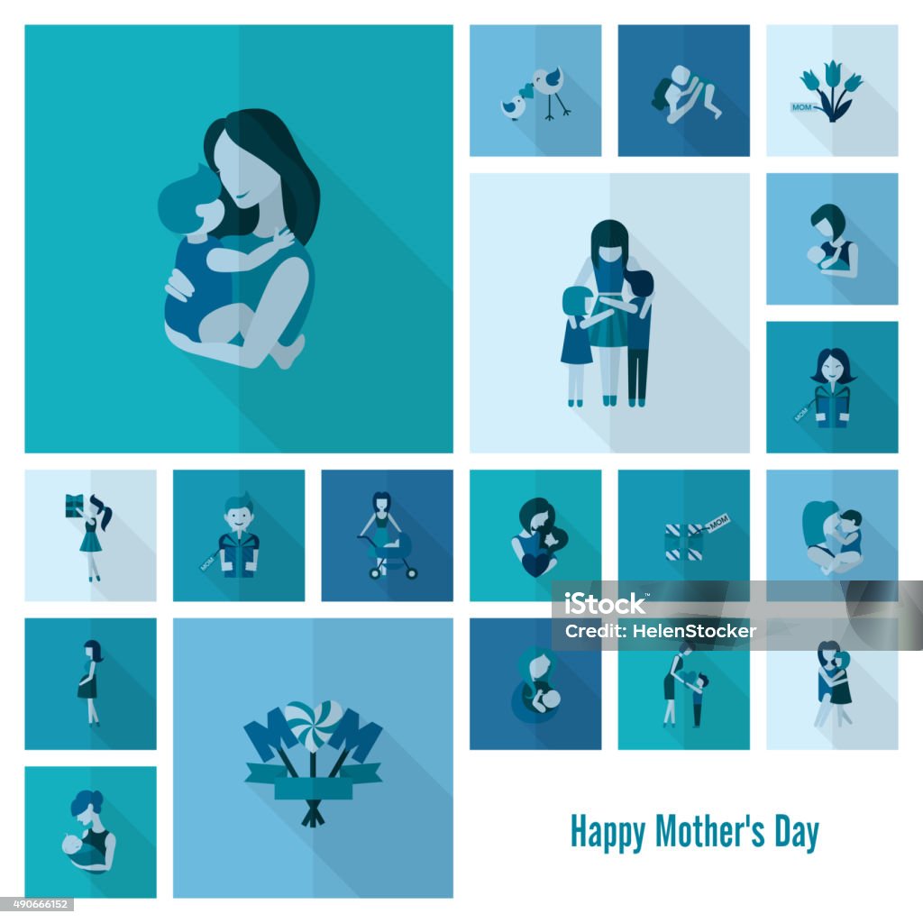 Happy Mothers Day Icons Happy Mothers Day Simple Flat Icons. Vector, Clean Work, Minimum Points 2015 stock vector
