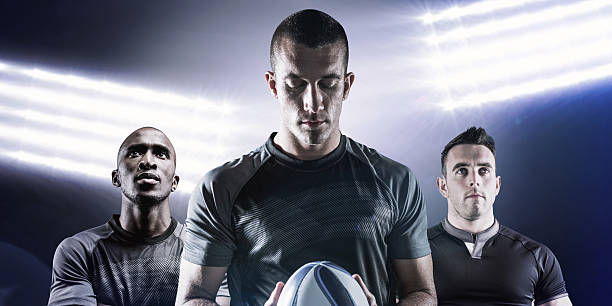 istock Composite image of thoughtful rugby player holding ball 490667358