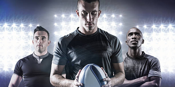 istock Composite image of thoughtful rugby player holding ball 490667374