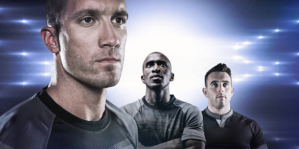 istock Composite image of tough rugby players 490667392