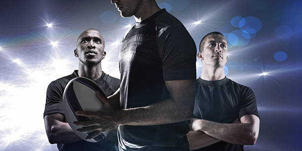 istock Composite image of calm rugby player thinking while holding ball 490667546