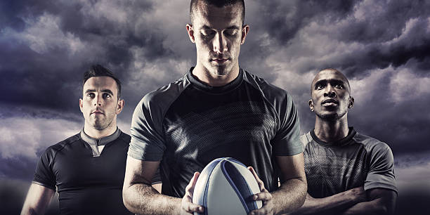 istock Composite image of thoughtful rugby player holding ball 490668162