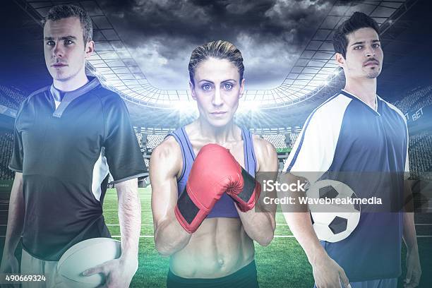 Composite Image Of Fit People Stock Photo - Download Image Now - 20-24 Years, 20-29 Years, 2015