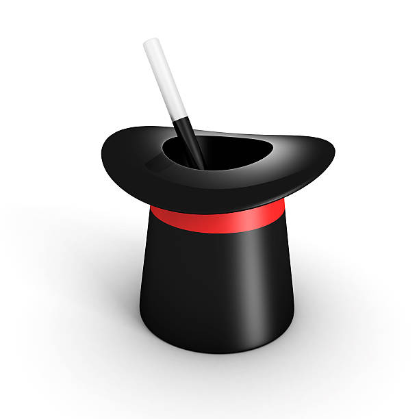 istock Magic Cylinder Hat And Wand On White Background 490669534
