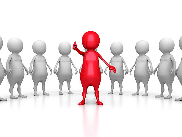 istock Red 3d Leader Of Large Team Group. Leadership Teamwork Concept 490669656