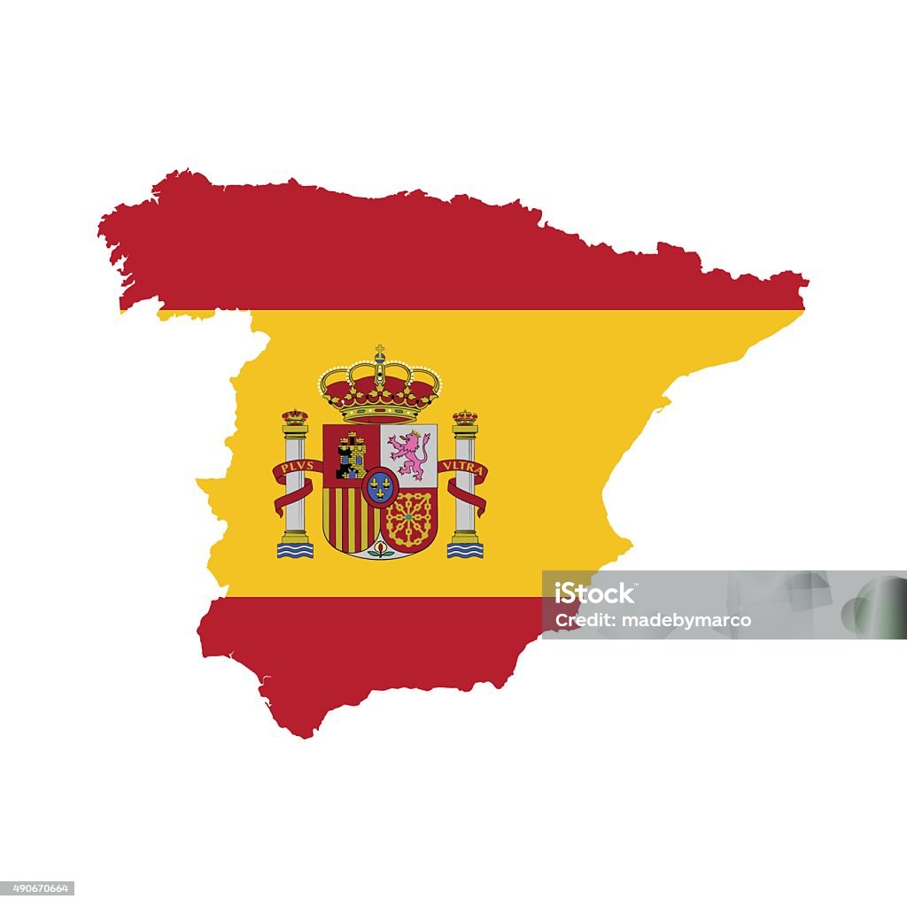 Spain flag on map 2015 stock vector
