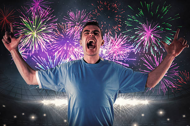 istock Composite image of rugby player gesturing fingers crossed 490671042