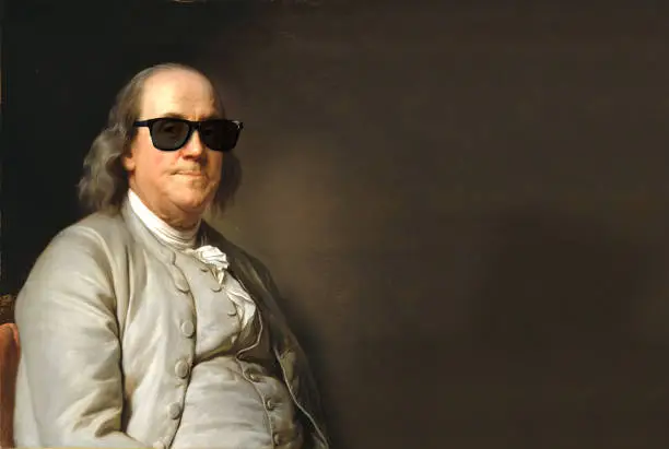 Benjamin Franklin with sun glasses