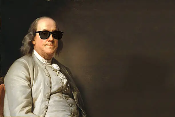 Benjamin Franklin with sun glasses