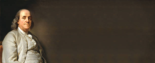 ベンジャミン・フ ランクリンと空のボード - 植民地様式 写真 ストックフォトと画像
