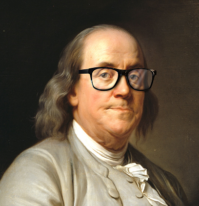 Benjamin Franklin with glasses