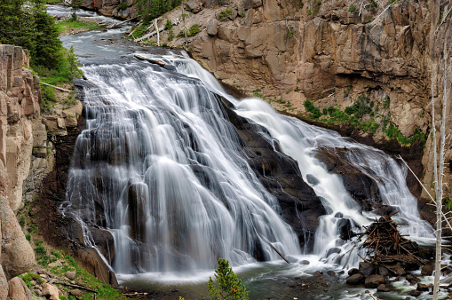 Waterfall at Yellowstone National Park, long exposition