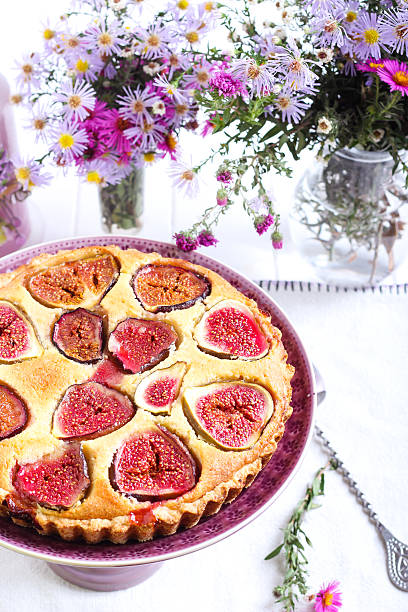 istock Almond and fig tart on plate 490683322