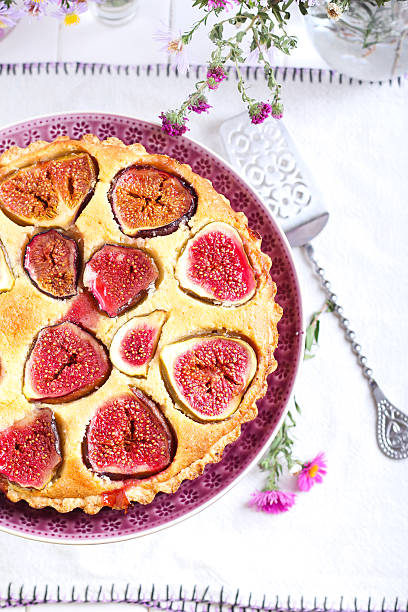 istock Almond and fig tart on plate 490683368