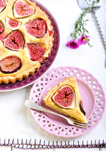 istock Almond and fig tart on plate 490683630