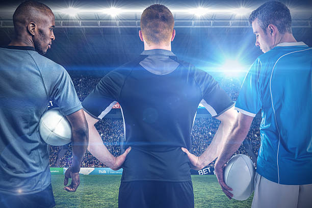 istock Composite image of tough rugby players 490685886