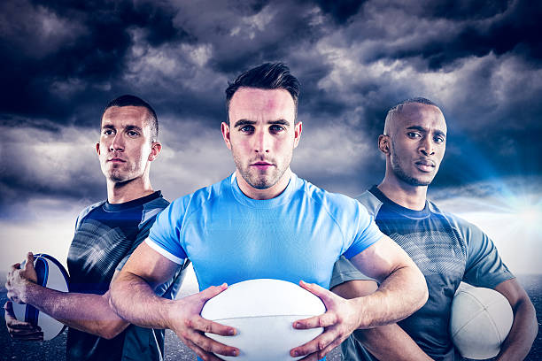 istock Composite image of tough rugby players 490686868