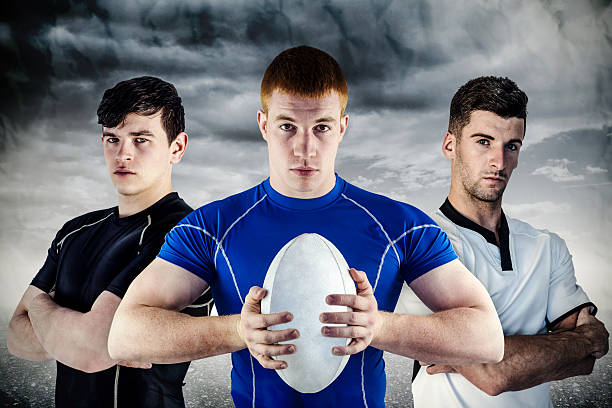 istock Composite image of tough rugby players 490686906
