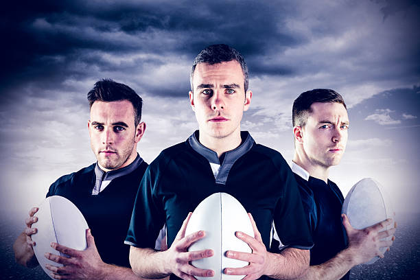 istock Composite image of tough rugby players 490686994