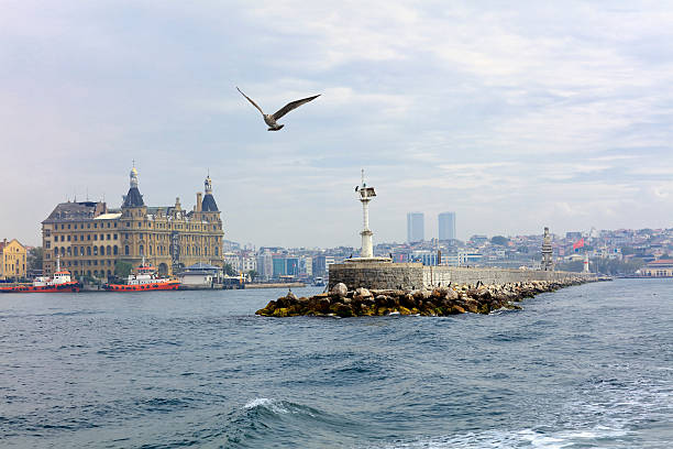 Haydarpasa Main Railroad Station in Kadikoy Istanbul A significant piece of cultural heritage for Turkey and a symbol of Istanbul, the Haydarpaşa Railway Station is like a museum of history with objects from the Ottoman era. It is now closed to long-distance trains. 50 Mp. haydarpaşa stock pictures, royalty-free photos & images
