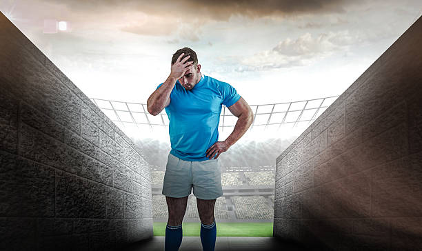 istock Composite image of rugby player after a loss 490688692