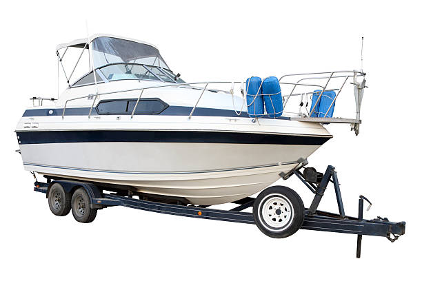 istock The motor yacht on the trailer for transportation 490688969