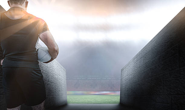 istock Composite image of rugby player holding the ball 490689268