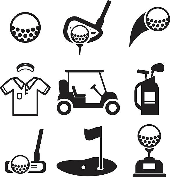 golf-symbole - golf golf course swinging isolated stock-grafiken, -clipart, -cartoons und -symbole