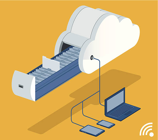 illustrazioni stock, clip art, cartoni animati e icone di tendenza di il cloud computing - user connection downloading e commerce