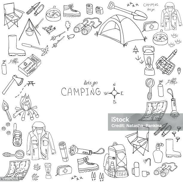 Camping Stock Illustration - Download Image Now - 2015, Activity, Backpack