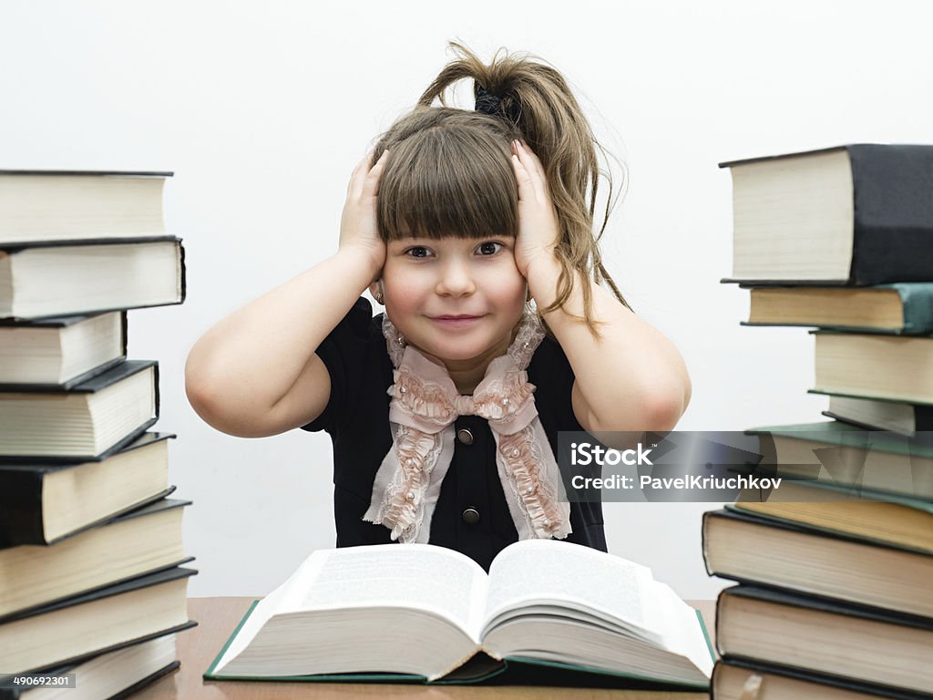 Funny Little Girl Among Books Stock Photo - Download Image Now - Adult  Student, Baby - Human Age, Baby Girls - iStock