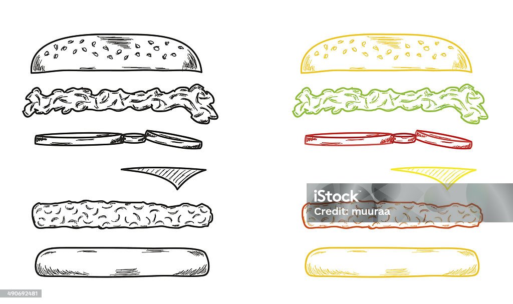 Skizze des hamburger - Lizenzfrei Brotsorte Vektorgrafik