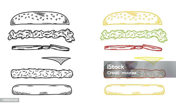 Skizze Des Hamburger Stock Vektor Art und mehr Bilder von Brotsorte - Brotsorte, Bunt - Farbton, Burger