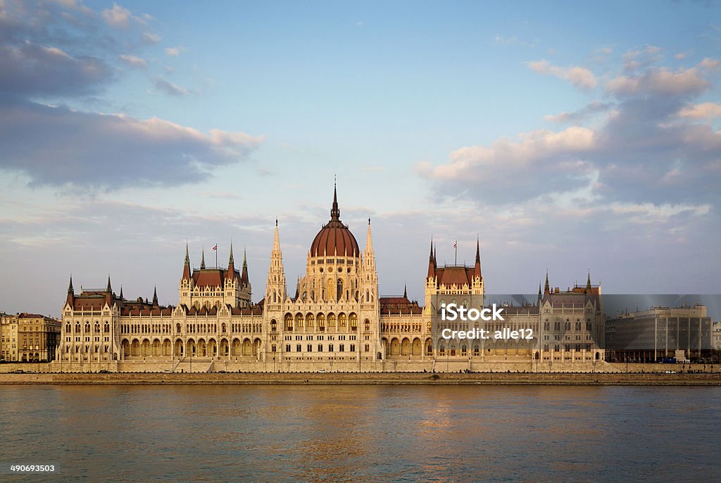 Hungarian parliament River Danube and Hungarian parliament in Budapest Architecture Stock Photo