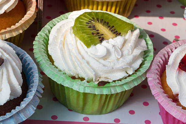 kiwi dessert fruit tart pastry with whipped cream, dessert
