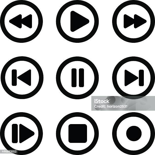 Play Icon Set1 Stock Illustration - Download Image Now - Resting, 2015, Audio Equipment