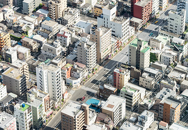 istock Isometric high angle view of Tokyo streets 490693874