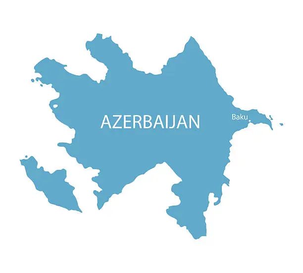 Vector illustration of blue map of Azerbaijan