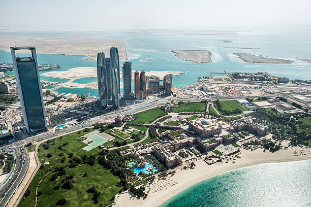 istock Skyscrapers and coastline in Abu Dhabi 490694952