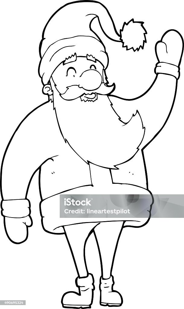 Line Drawing Cartoon Santa Claus Stock Illustration - Download Image Now -  2015, Black And White, Christmas - iStock