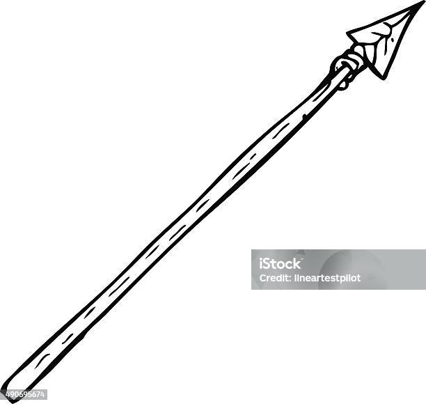 Line Drawing Cartoon Primitive Spear Stock Illustration - Download Image Now - 2015, Black And White, Doodle