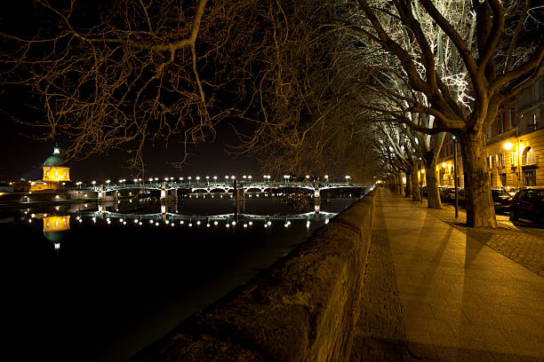 Nighttime on the promenade in Toulouse, France