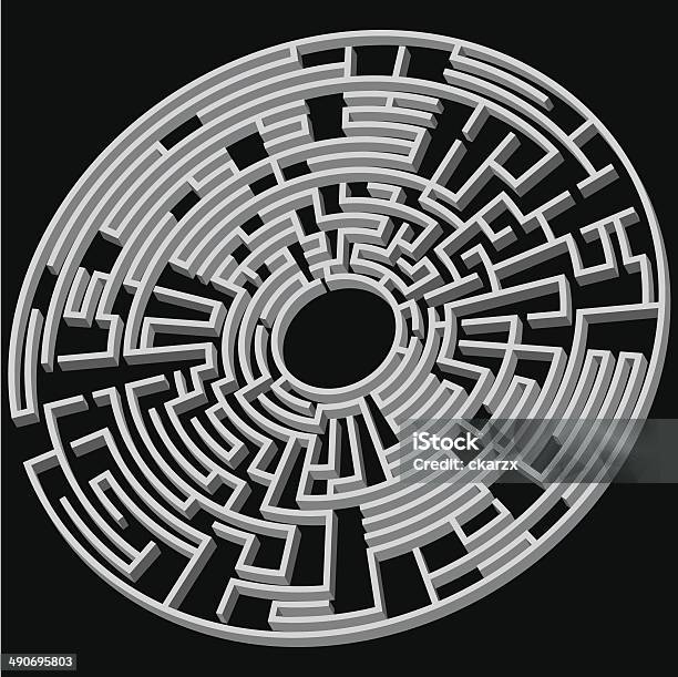 Round Maze 3d Stock Illustration - Download Image Now - Aiming, Circle, Complexity