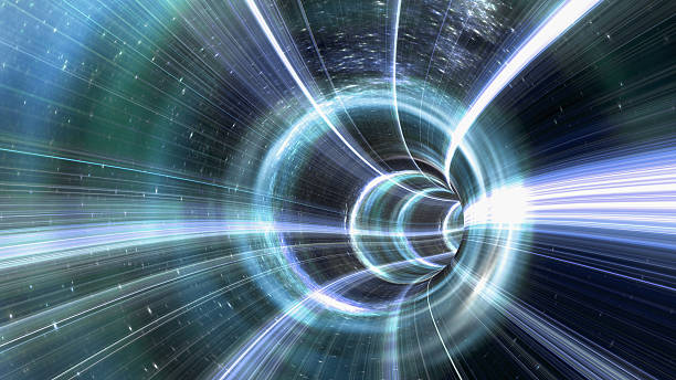 Wormhole tunnel An image of a wormhole. The futuristic tunnel has a bright light at the end. black hole space stock pictures, royalty-free photos & images