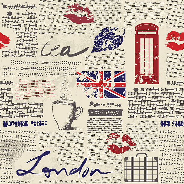 뉴스페이퍼 런던 - british culture british currency english culture uk stock illustrations