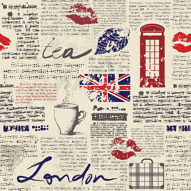 ilustrações, clipart, desenhos animados e ícones de jornal de londres - seamless pattern backgrounds paper