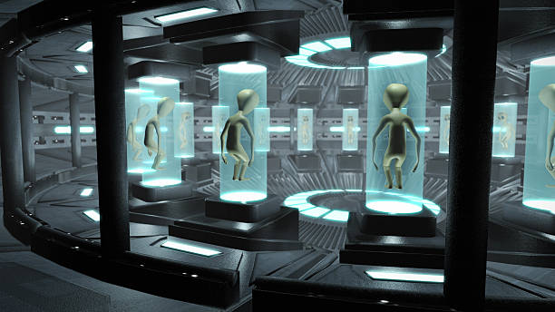 istock Interior of an UFO with aliens 490696824