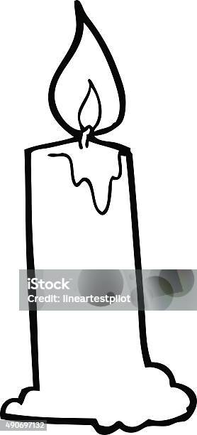 Line Drawing Cartoon Candle Stock Illustration - Download Image Now - 2015,  Black And White, Burning - iStock