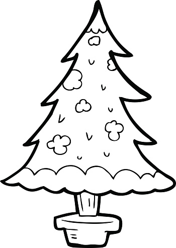 Line Drawing Cartoon Christmas Tree Stock Illustration - Download Image Now - 2015, Black And White, Christmas - iStock Line Drawing Cartoon Christmas Tree Stock Illustration - Download Image Now - 2015, Black And White, Christmas - iStock
