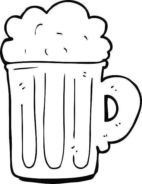 Line Drawing Cartoon Pint Of Beer Stock Illustration - Download Image Now -  2015, Black And White, Cup - iStock